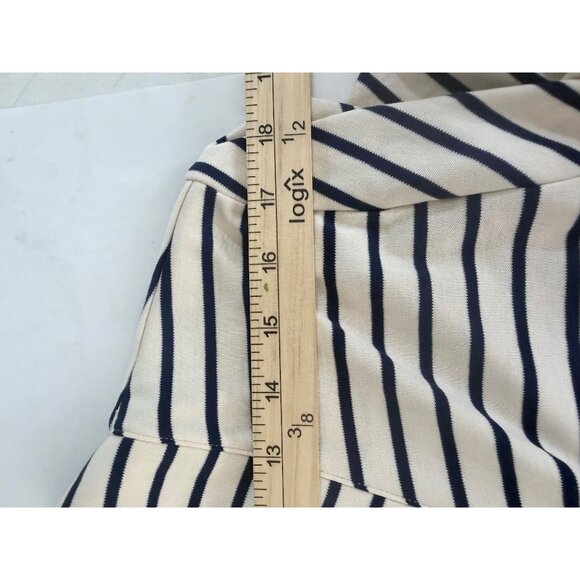Lands End Cotton Striped Belted Robe L Beige & Navy‎ Lounge - Picture 6 of 8